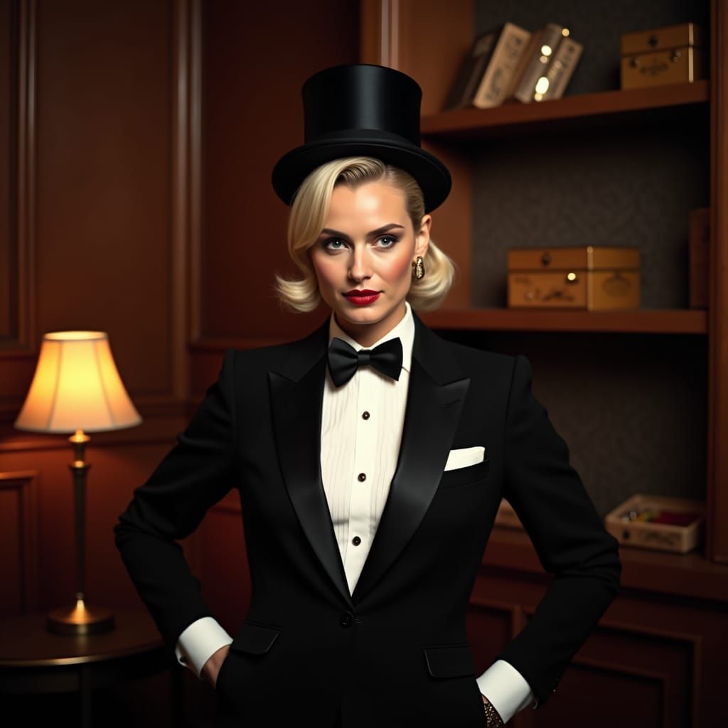 Woman in Tuxedo: Classic Hollywood Film Noir Style