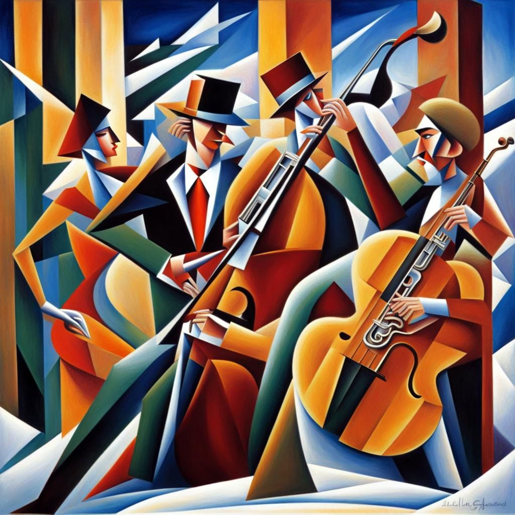 Abstract Cubist Winter Jazz Band Composition