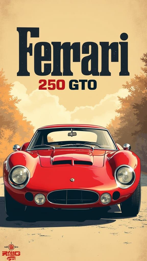 Ferrari 250 GTO in 1960s Poster Style