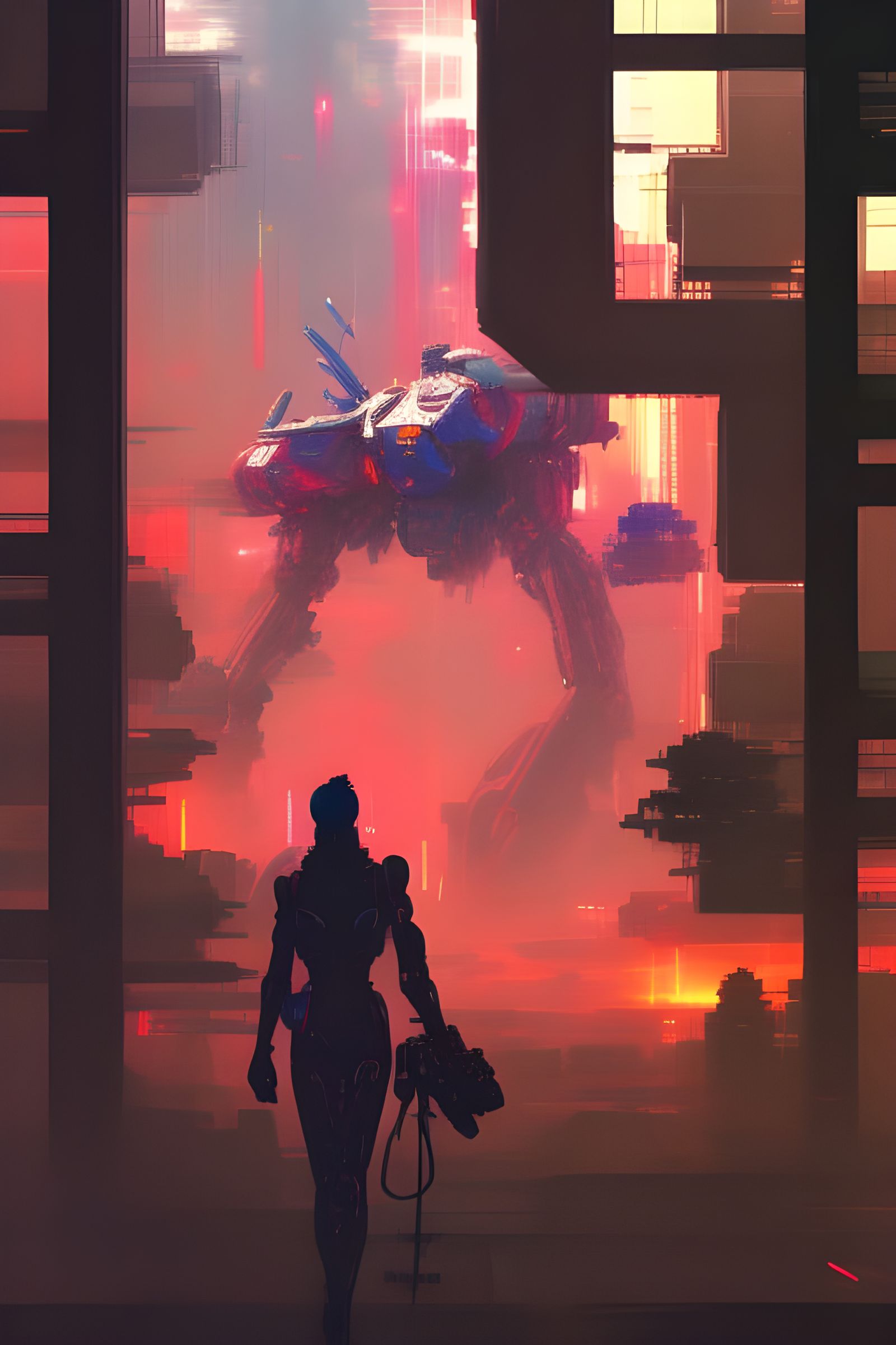 Cyberpunk Mech in Neon Tokyo: Detailed Album Art