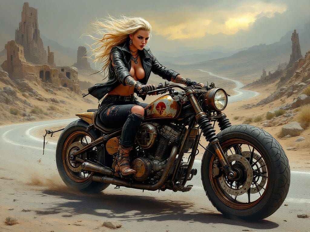 Post-Apocalyptic Rider in Dieselpunk Style