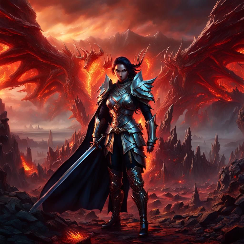 Anime-Style Heaven and Hell Landscape in Hyperrealism