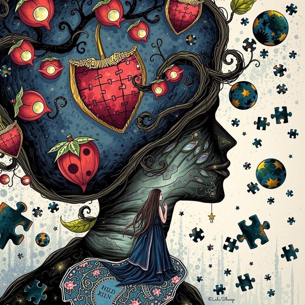 Mystical Tree with Glowing Fruit Digital Art