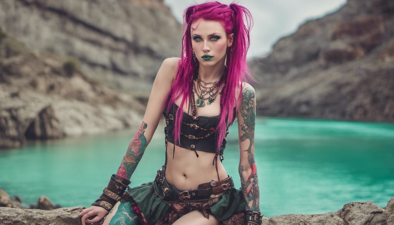 Cyberpunk Pirate Girl in Neon City