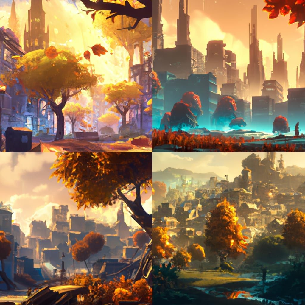 Autumnal Cityscape Concept Art in 8K