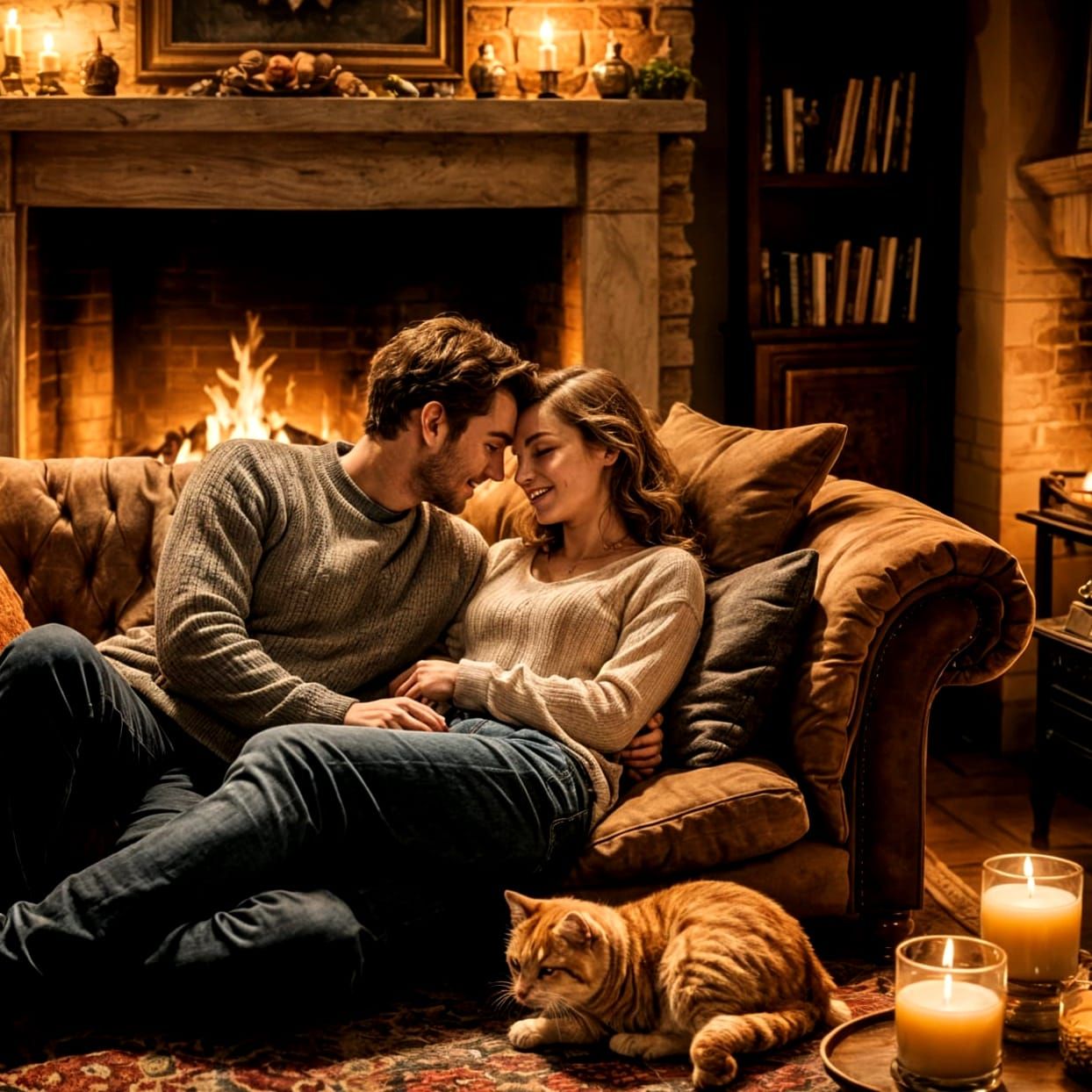 Cosy Evening by Fireplace: Concept Art