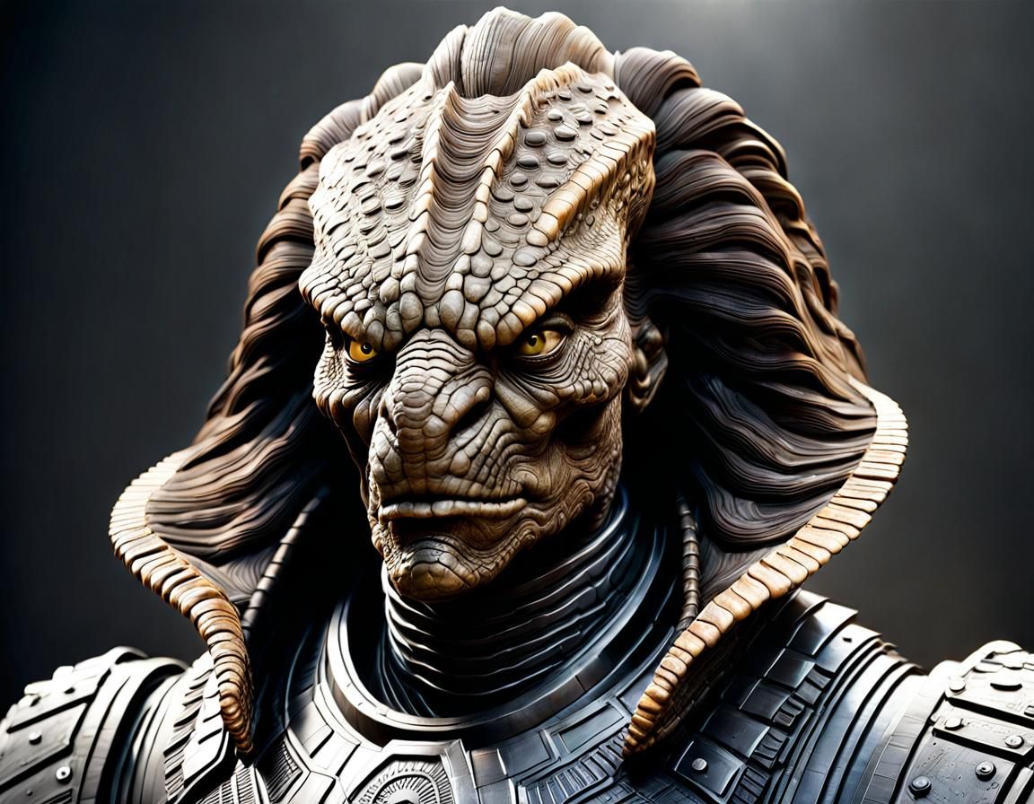 Detailed Klingon Officer on Starship Bridge