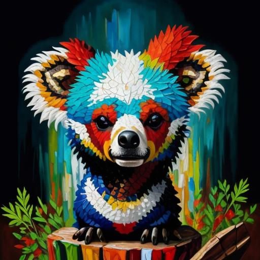 Vibrant Mosaic Patchwork in Expressionist Impasto Style