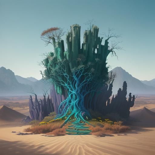 Clown in Mystical Desert with Milk and Grapes