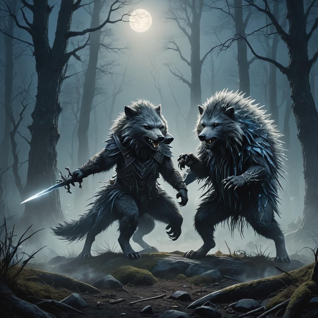 Wolperine: Dark Fantasy Hybrid Creature in Misty Forest