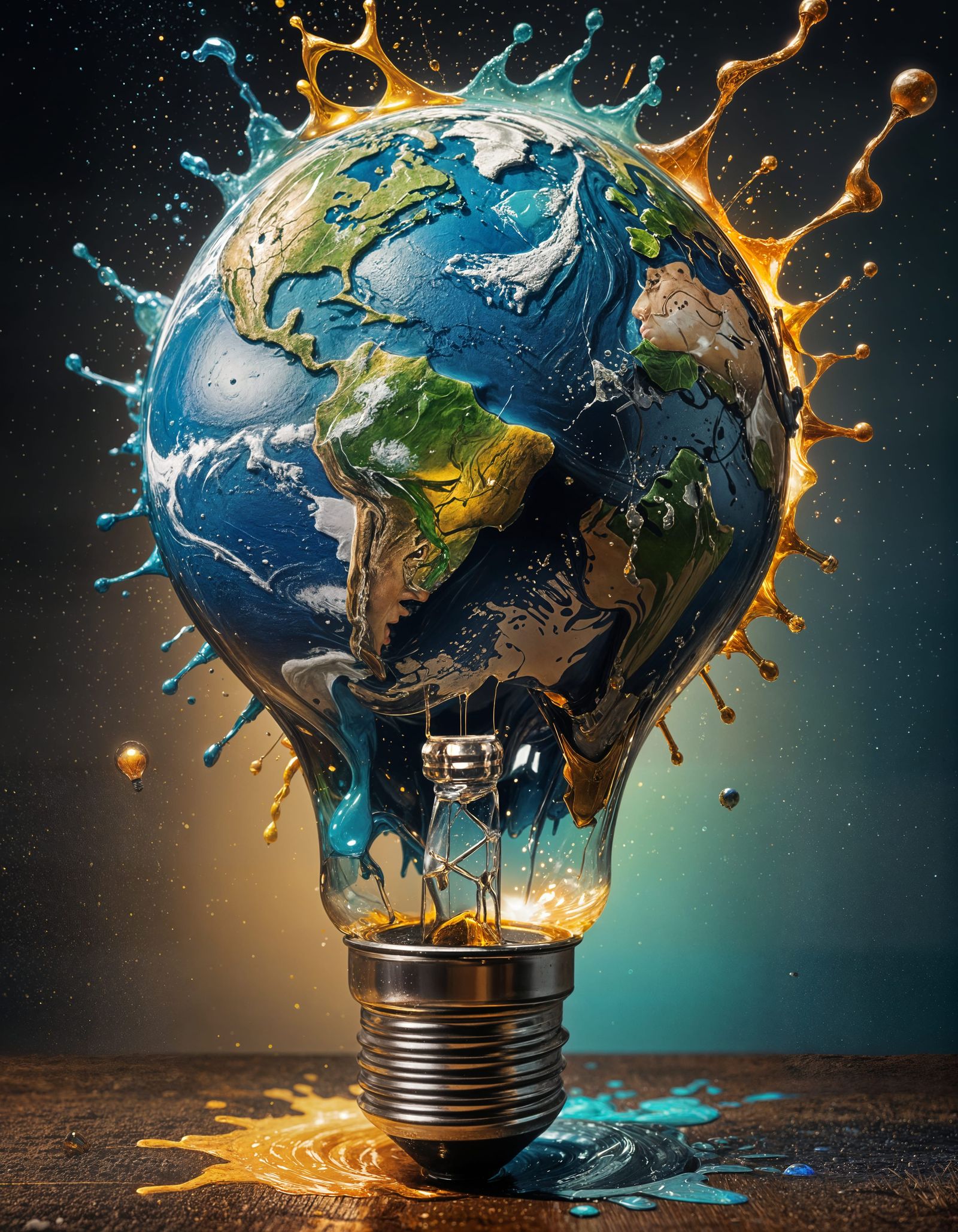 Earth as Lightbulb in Hyperrealistic Digital Art