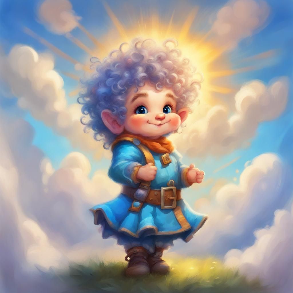 Fantasy Oz Munchkin Dwarf with Curly Hair