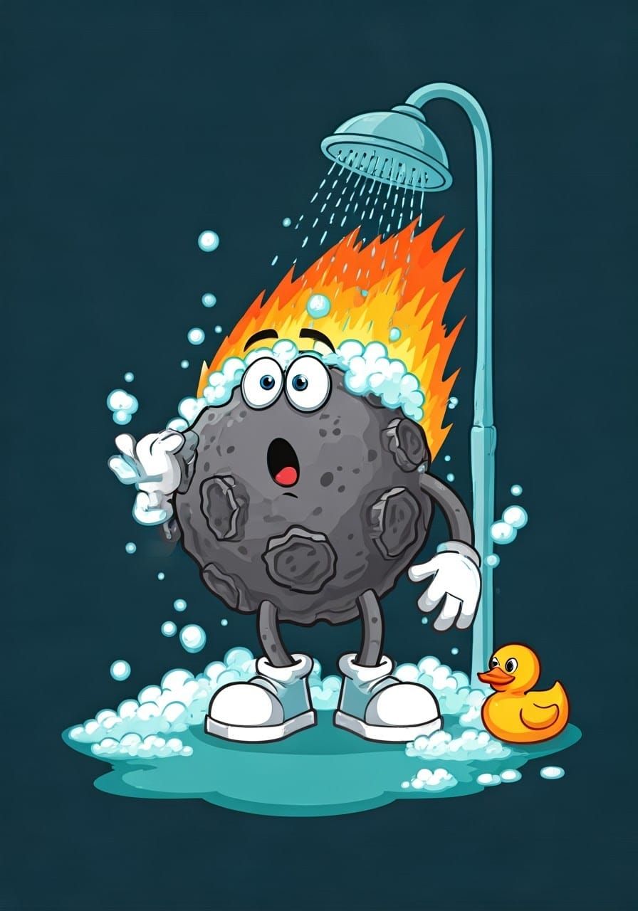 Surprised Metallic Meteorite in a Colorful Shower