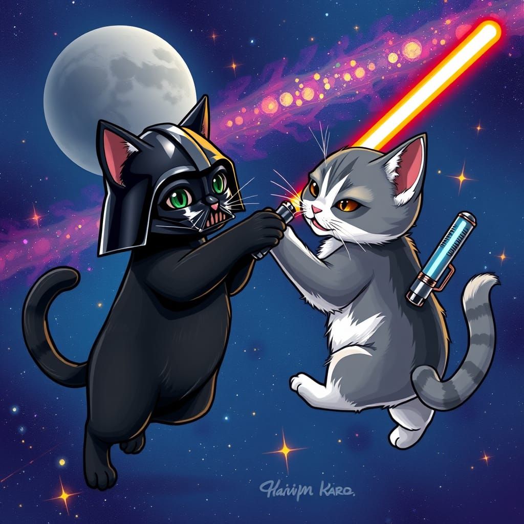 Adorable Feline Sith Lords Engage in Epic Battle