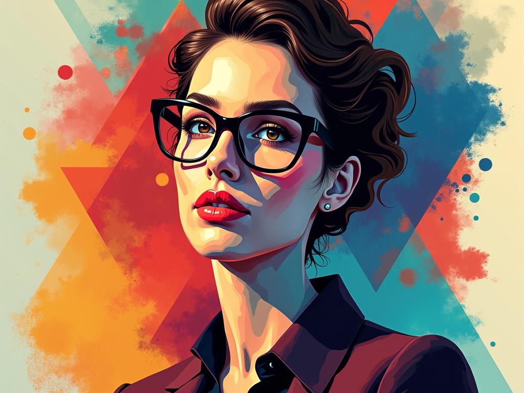 Abstracted Portrait in Neo-Cubism and Fauvism Style