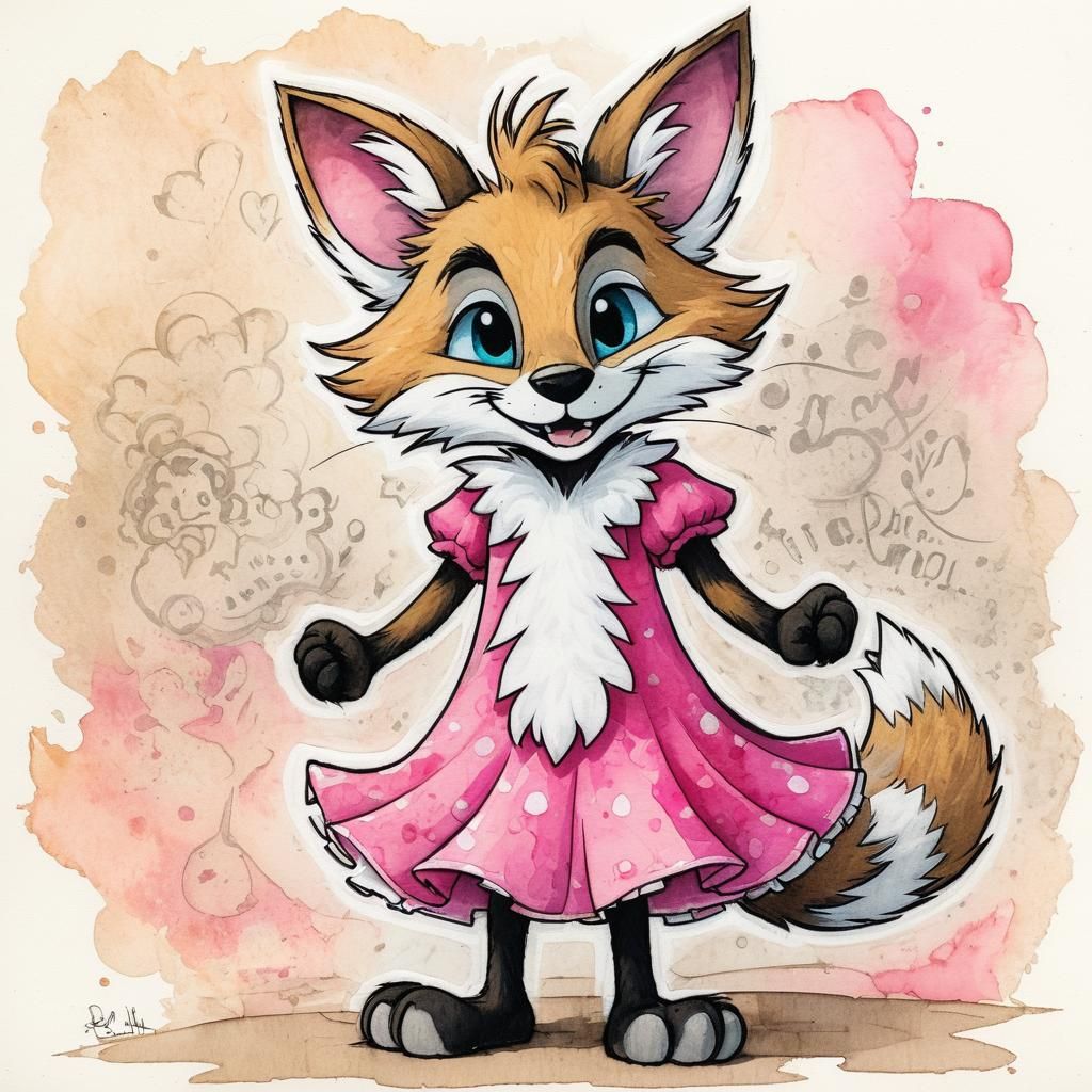 Anthropomorphic Fox in Don Bluth Comic Style