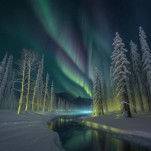 Aurora Borealis Over Yellowknife at Night