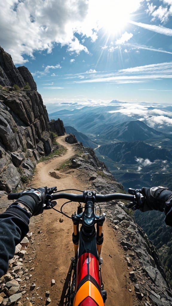 Extreme Mountain Biking on a Rocky Ridge