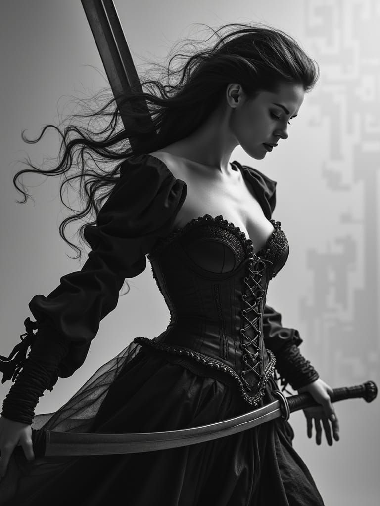 Gritty Grayscale Warrior Portrait in Hyper-Realistic Style