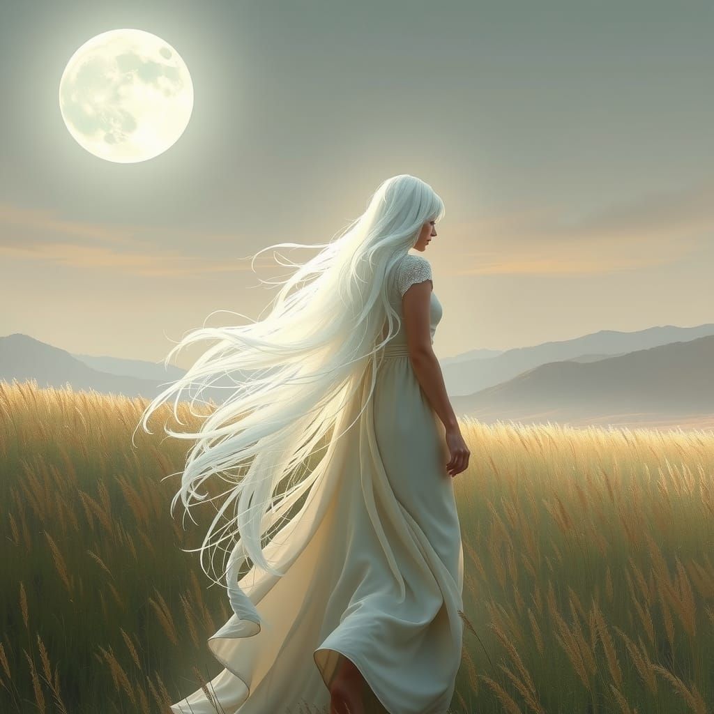 Ethereal Woman in Dreamy Pastel Landscape