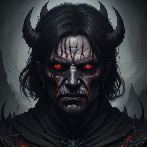 Scary Devil Face Portrait in Detailed Matte Painting