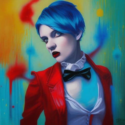 Gothic Woman in Victorian Suit: Graffiti Art Style