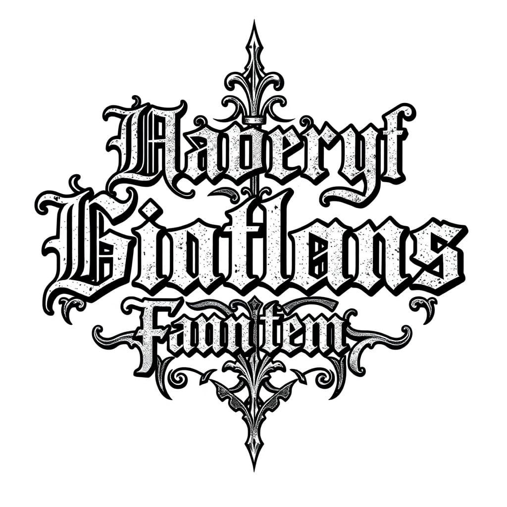 Distressed Gothic Font with Intricate Illuminated Lettering