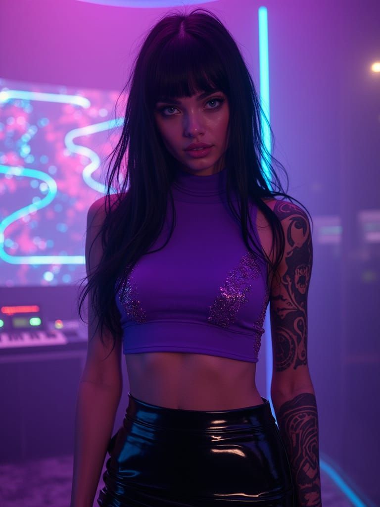 Sleek Synthwave Icon in Ultraviolet Glow