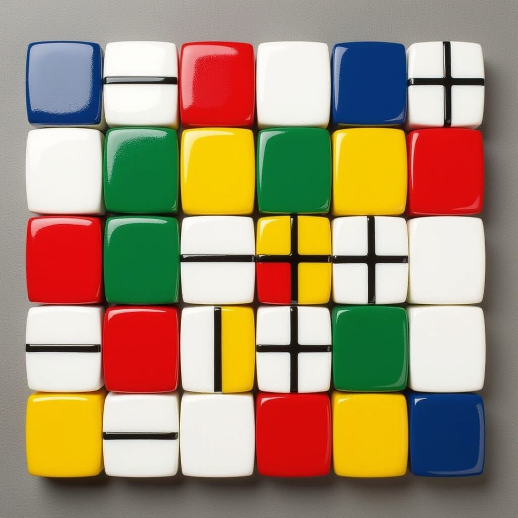 Mondrian Inspired Mahjong Tiles