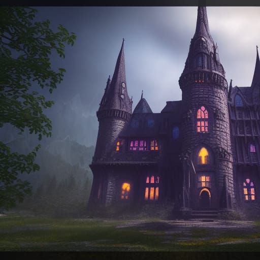 Evil Gothic Castle in Detailed Matte Painting