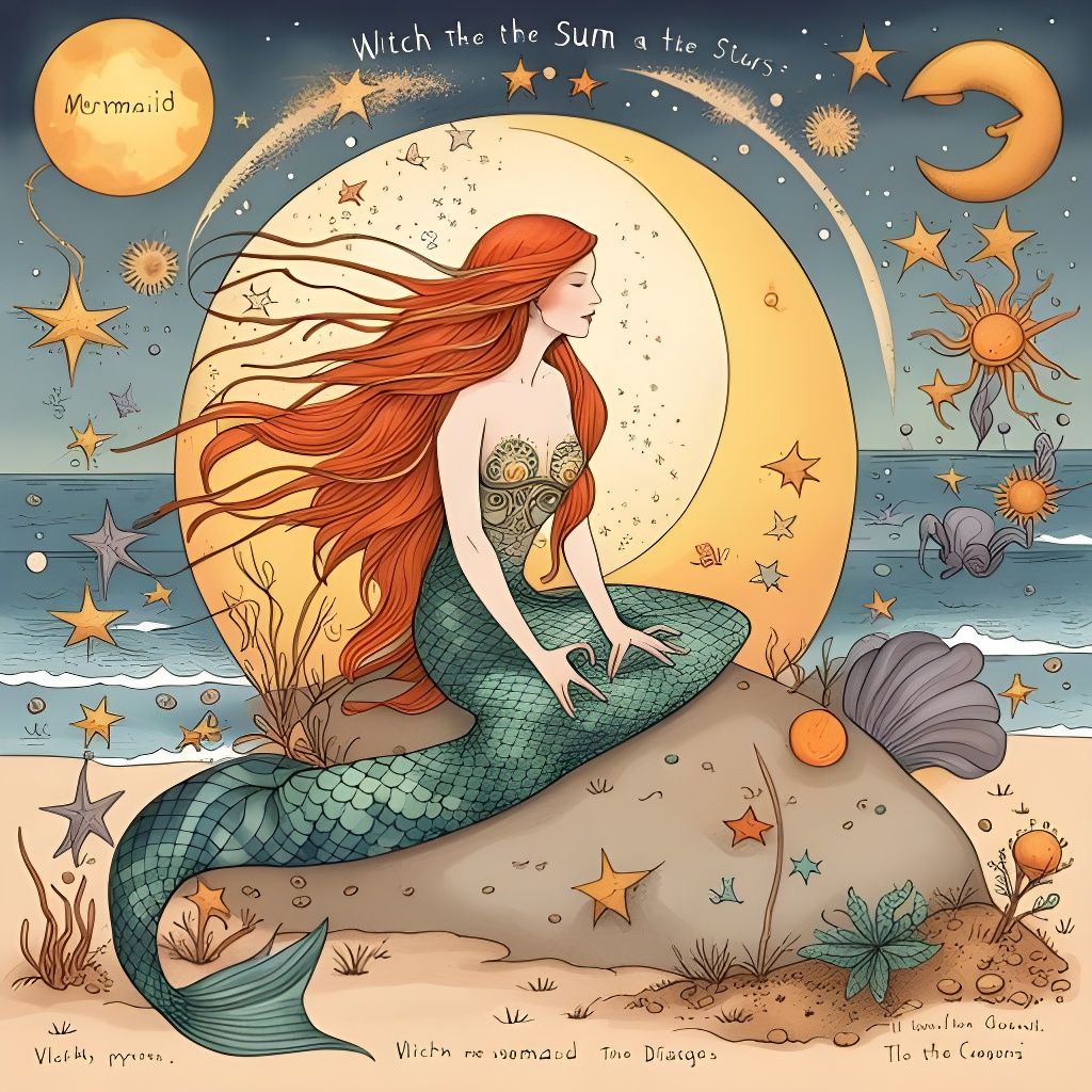 Magical Mermaid on Sunny Beach Illustration