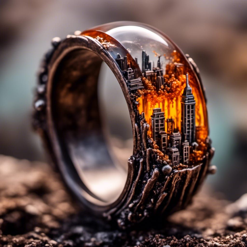 Post-Apocalyptic Cityscape in Resin Ring