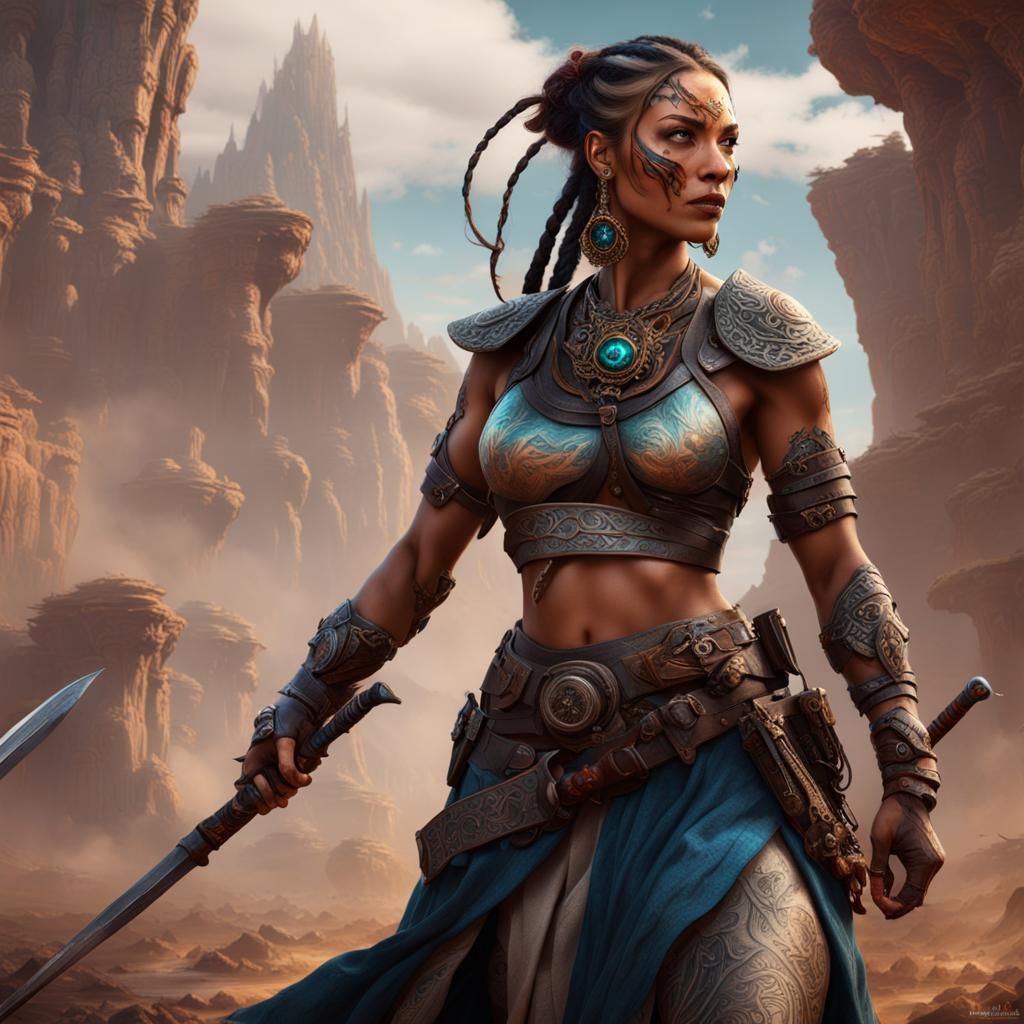 Fierce Warrior Woman Battles in Middle-earth