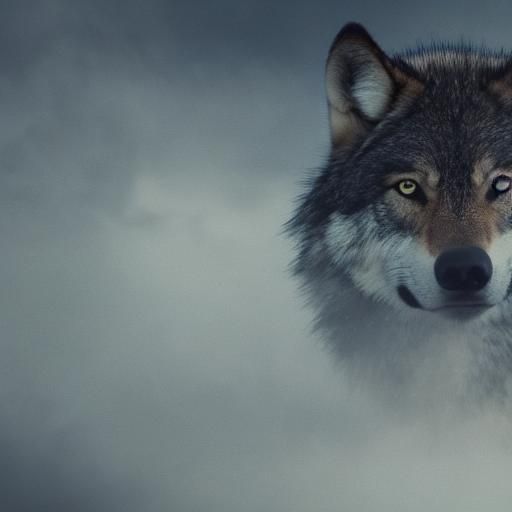 Lone Wolf in Misty Forest Clearing