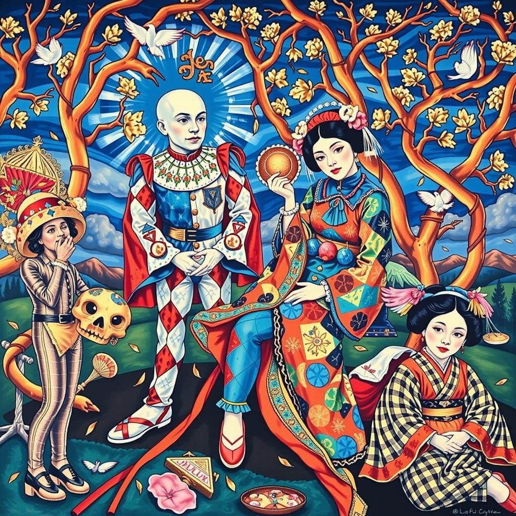 Matador, Harlequin, Geisha Contemplate Life in Hyper-Realist...