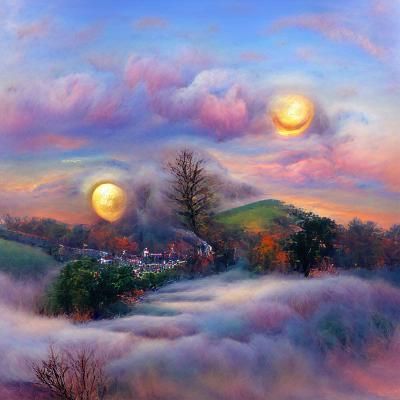Ethereal Moons Dance Over Sunset Hill