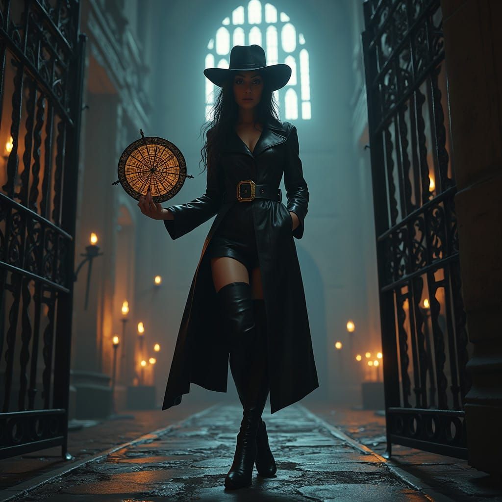 Dark Fantasy Prison Scene with Hypnotic Commandant