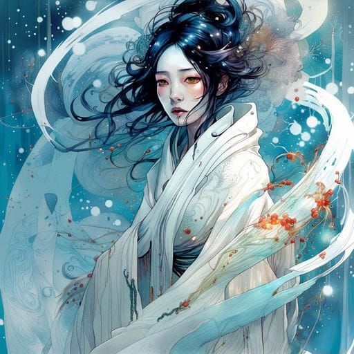 Yuki Onna in Iridescent 3D Render