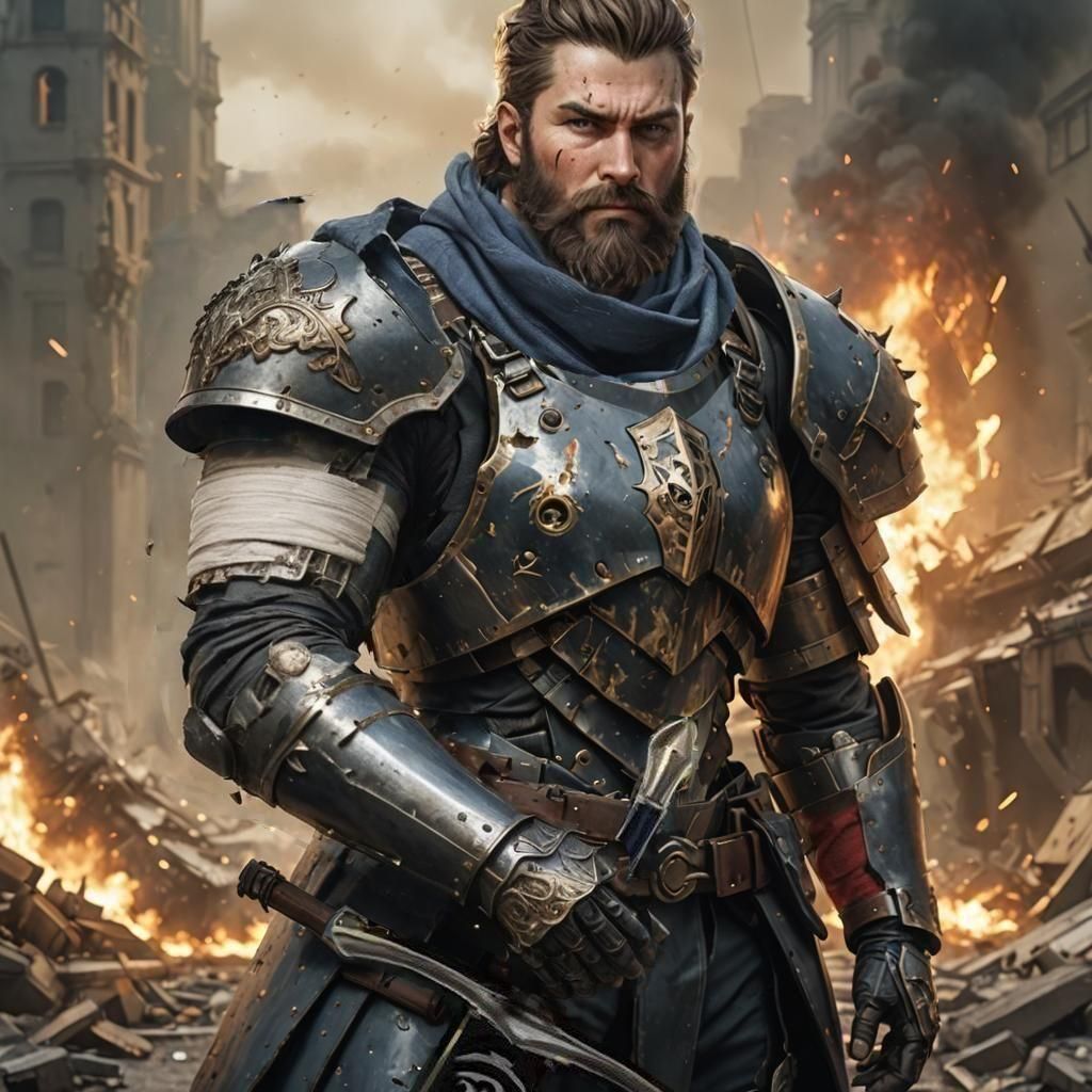 High Fantasy Resistance Leader in Battle Armor