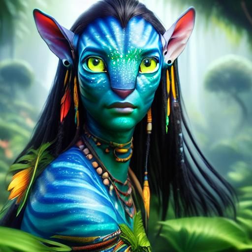 Photorealistic Avatar Na'vi Woman in Jungle
