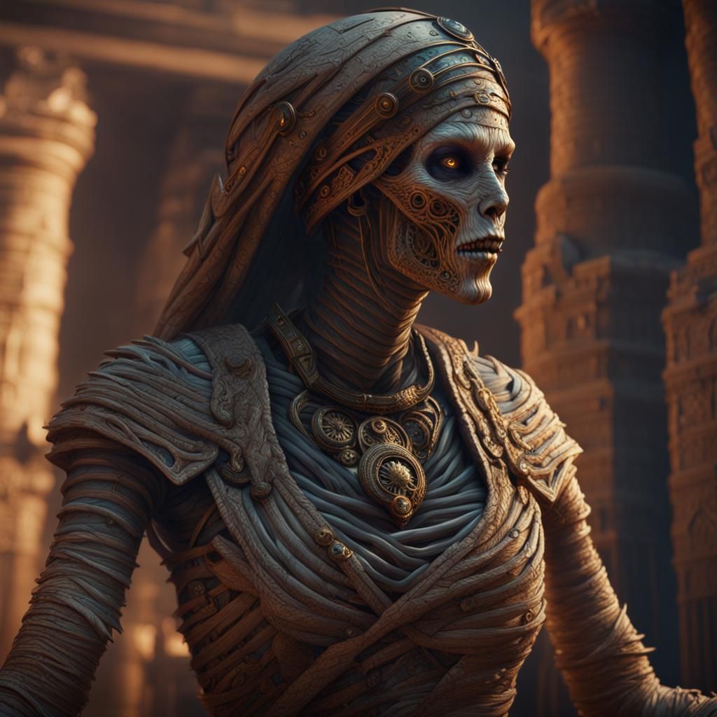 Detailed Matte Painting of a Mummy