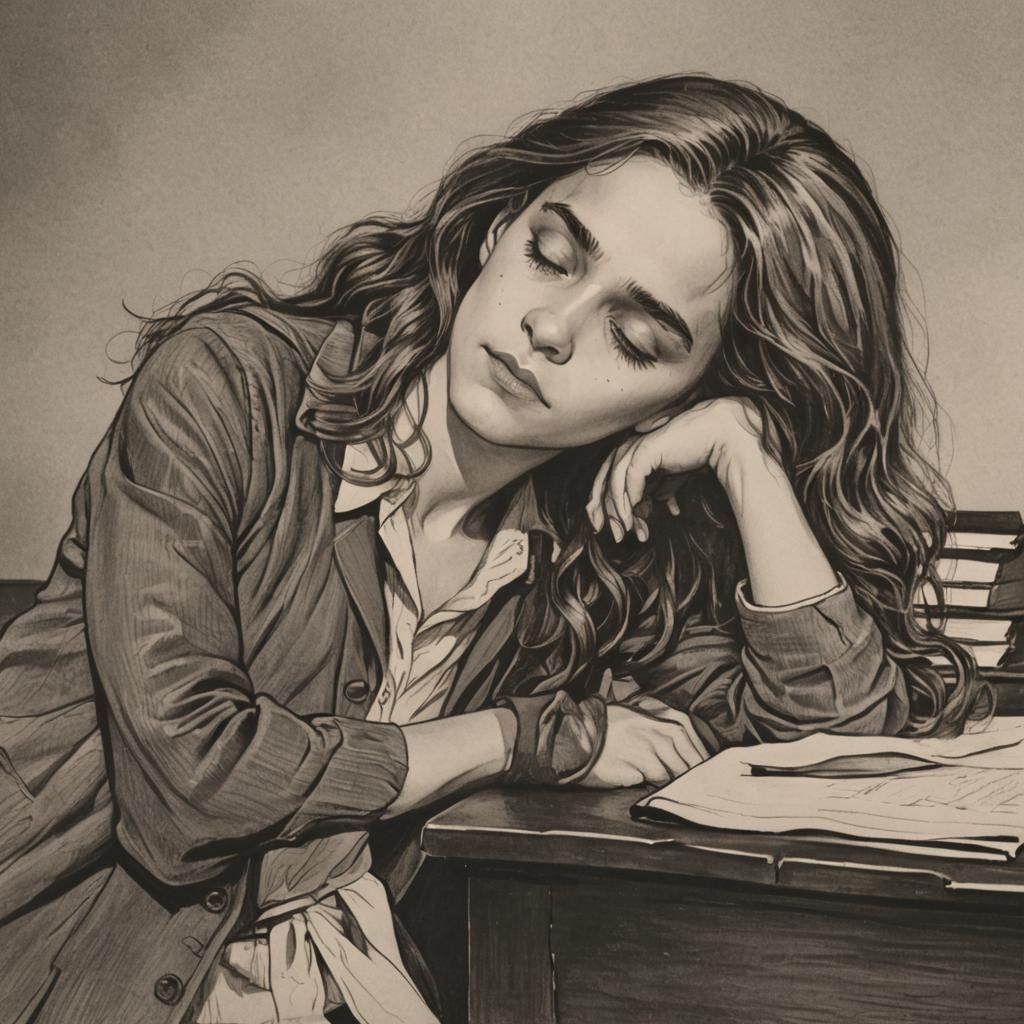 Hermione Granger Portrait: Shirtless, Eyes Closed