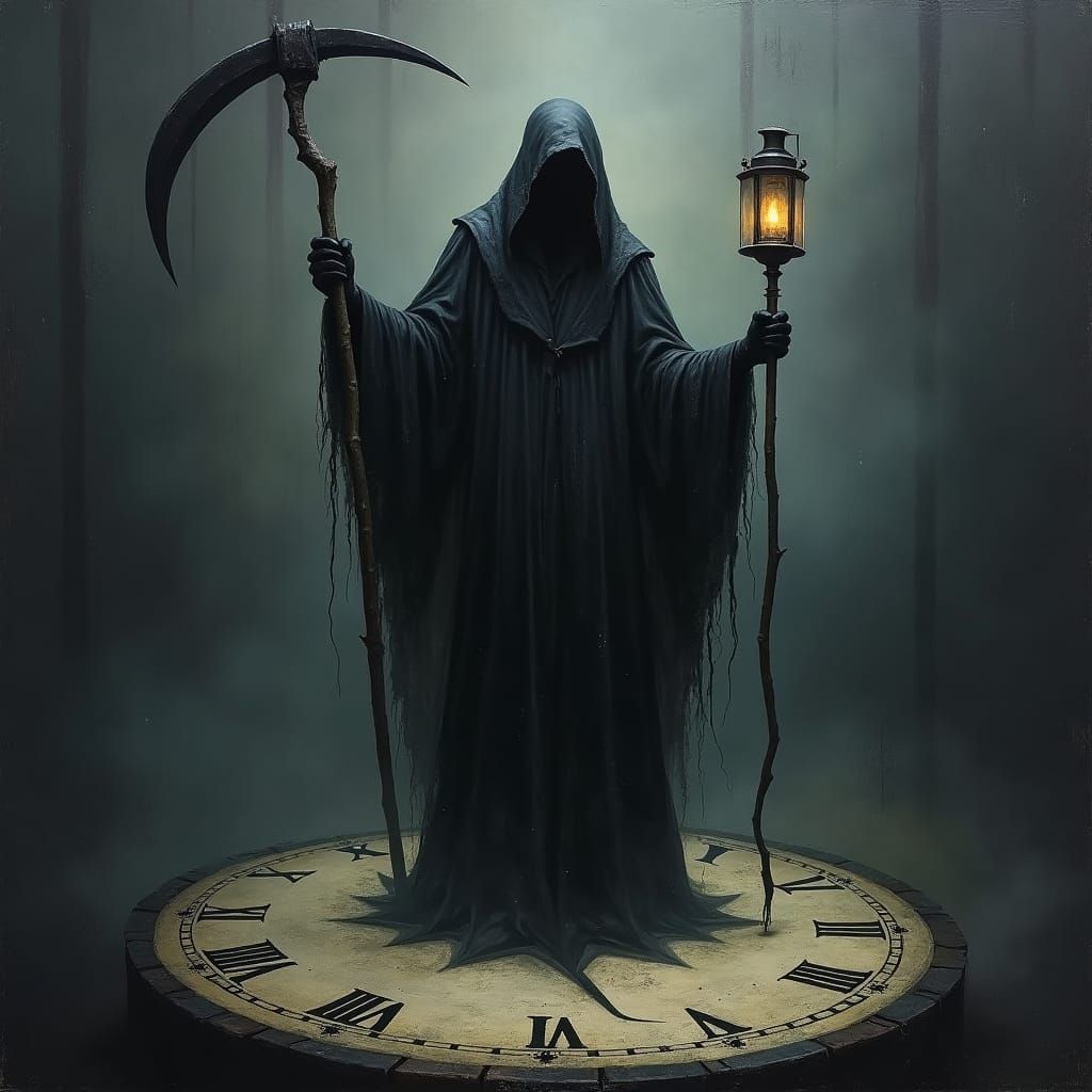 Death on Time Dial: Impasto Painting