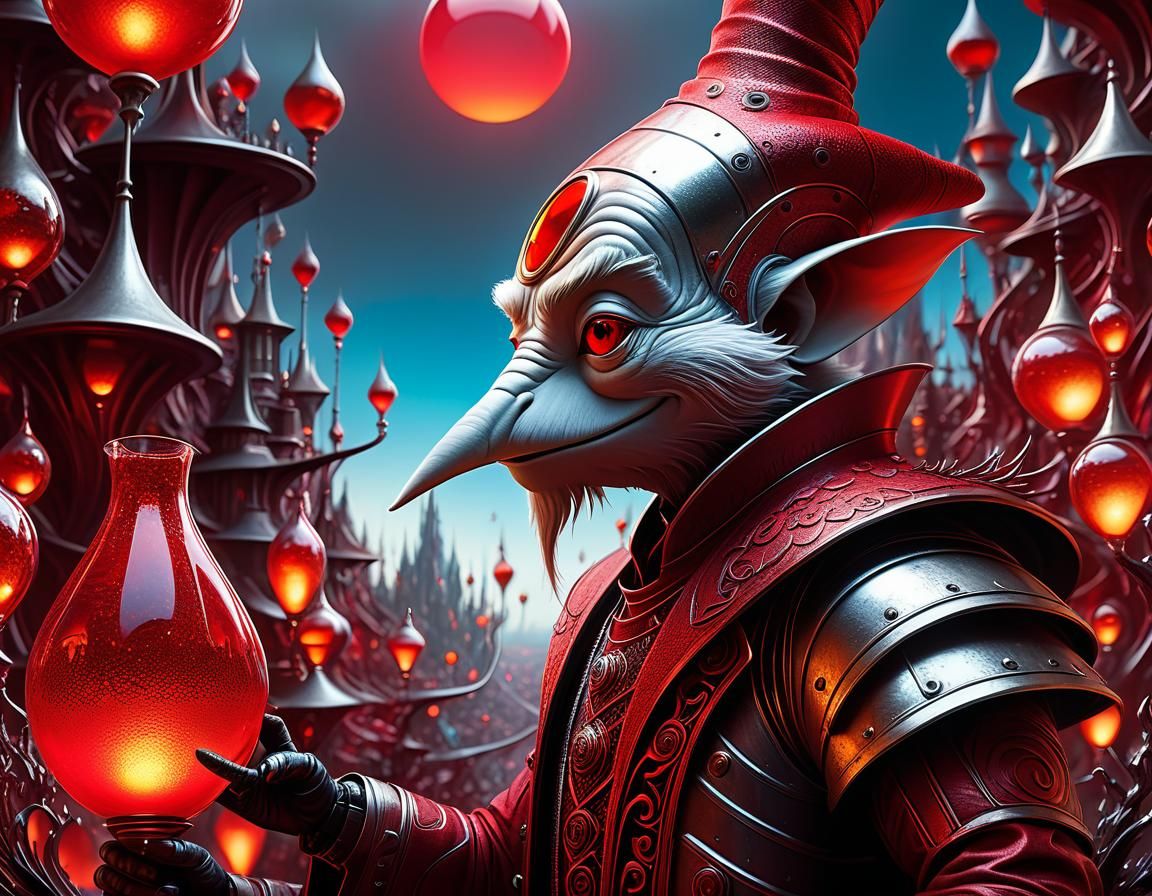 Eerie Fusion: Grumpy Devil Organic-Mechanical Masterpiece