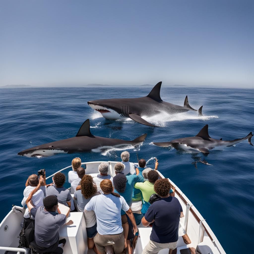 Sharks Circle Whale Watching Boat