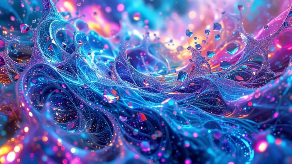 Iridescent 3D Fractals in Shattered Glass Style