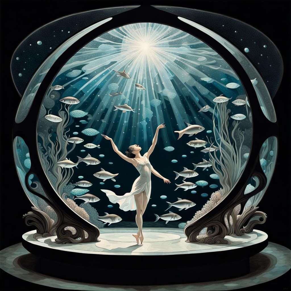 Surreal Aquatic Ballet in Star Aquarium