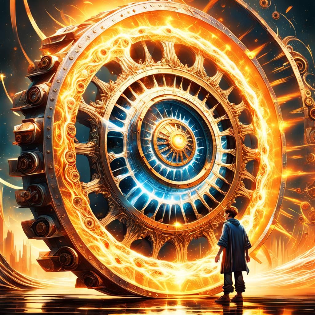 Surreal Celestial Wheels with Divine Energy