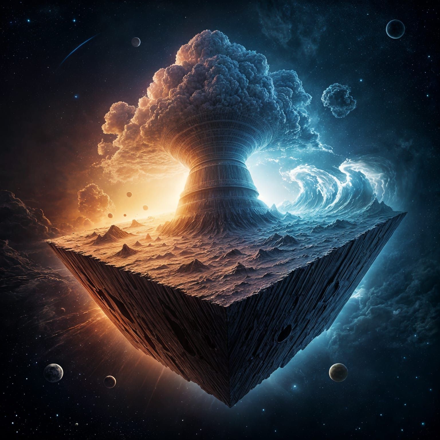 Cube-Shaped Planet in Deep Space: Desert and Water Storms Un...