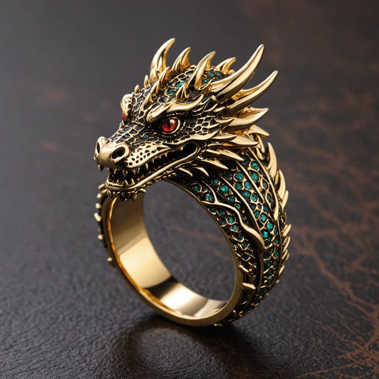 Luxurious Dragon Ring in Gold Jewelry Art
